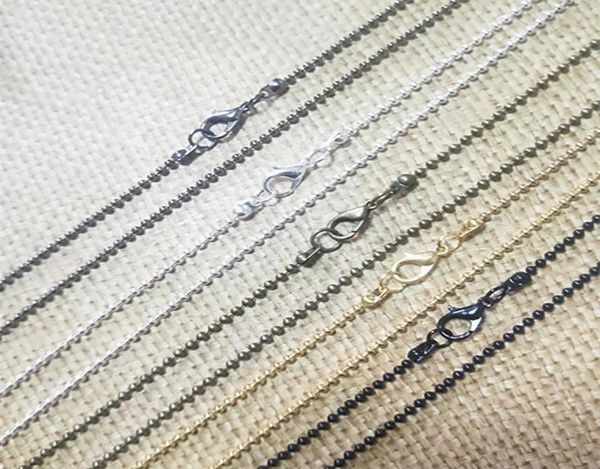 

15mm 18inch plated silvergold toneblackbronzegunmetal black ball necklace chain with lobster clasp 30pcslot9036179, Silver