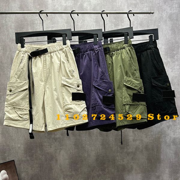 

men's shorts summer men's compass large pocket embroidered overalls shorts 100 cotton casual for both men and women 2023 230802, White;black