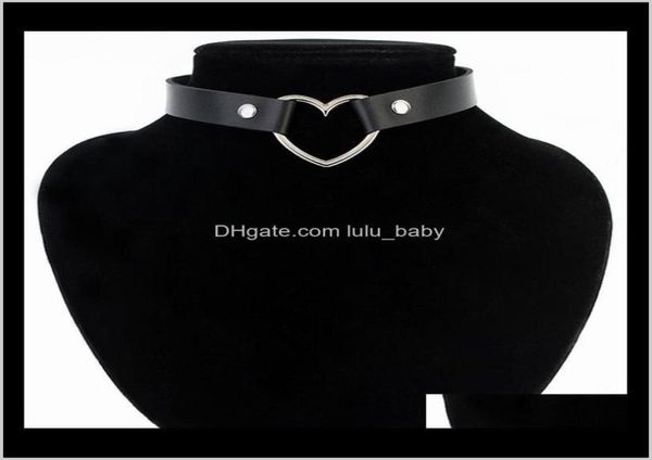 

fashion women punk gothic leather choker heart studded spike rivet buckle collar funky torques jewelry l5mh chokers bgc5k7119454, Golden;silver