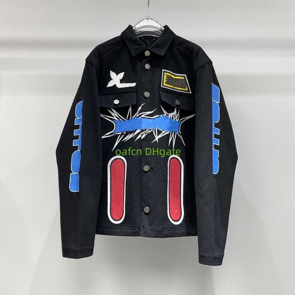 

23ss autumn/winter designer men's denim jacket casual street work denim urban cycling printed denim original single quality trench coat, Black;brown