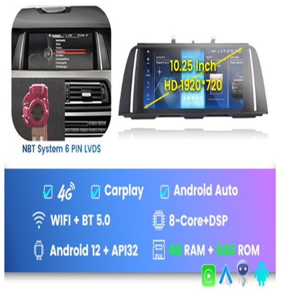 

snapdragon 662 android 12 10.25" 8+256gb for b-m-w 5 series f10 f11 2011 8core car multimedia radio player carplay