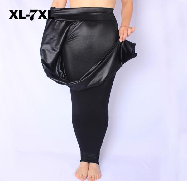 

women039s shorts plus size 6xl 7xl women leggings black high waist faux leather fitness elastic stretch skinny pant pencil trou4945510, White;black