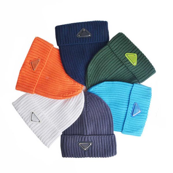 

r luxury hat korean fashion triangle knitted hat versatile woolen letter, Blue;gray