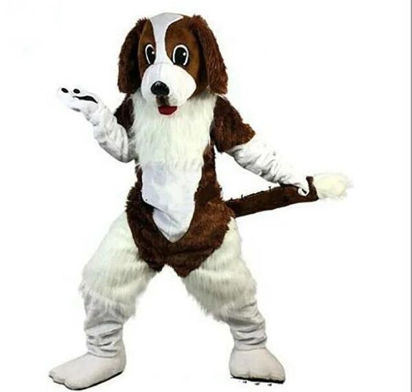 

halloween long fur brown mascot costume dog dress outfit fursuit xmas, Red;yellow