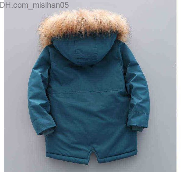 

down coat 2-8 year boys winter warm jacket 2021 new heavy thick plus velvet coat for kids children outdoor travel clothing j220718 z230803, Blue;gray