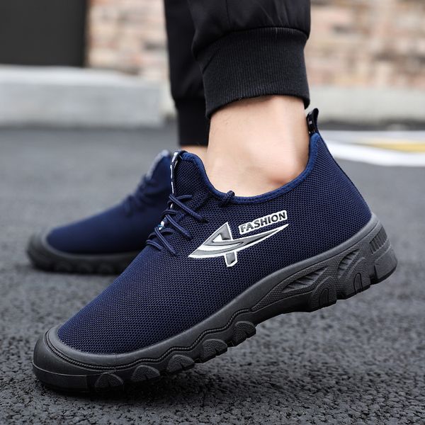 

men fashion designer new ashion casual shoes triple black dark blue flat trainers factory wholesale retail outdoor platform breathable39