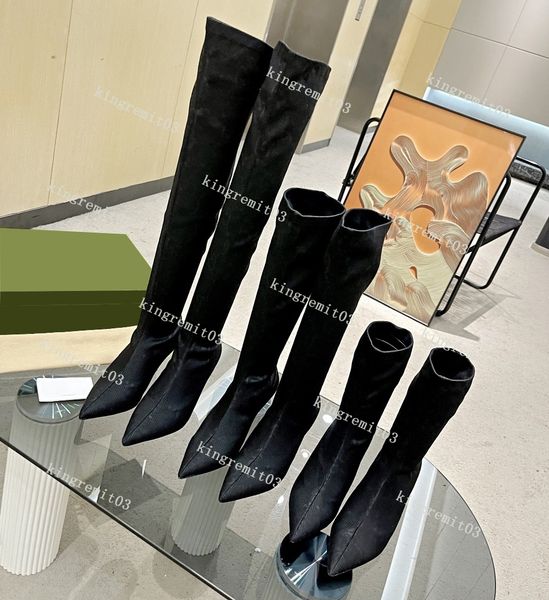 

2023 designer boots women long tube ankle boots heeled combat fashion shoes calfskin brand inspired shoes with box, Black