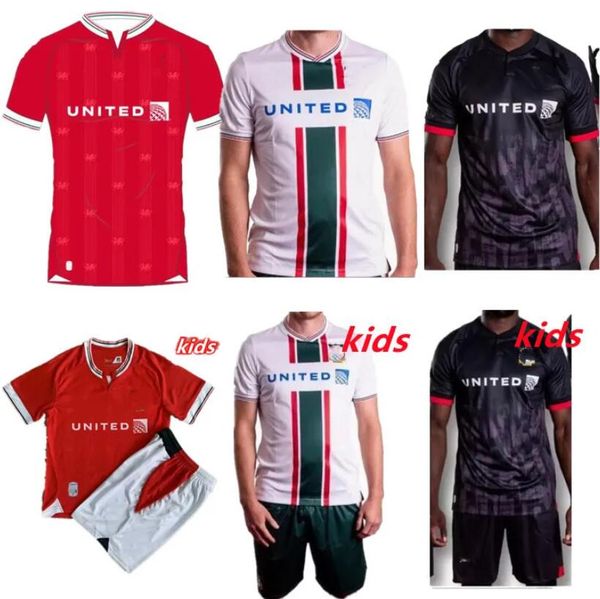 

2023 2024 wrexham soccer jerseys kids kit 23/24 home away football shirt crysau pel droed fan player version camisetas futbol maillot foot d, Black;yellow