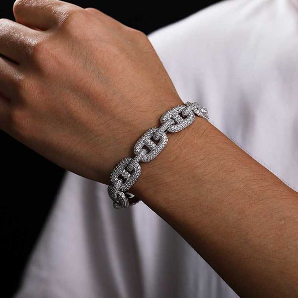 

bling s925 sterling silver mens' fashion vvs moissanite cuban link bracelet