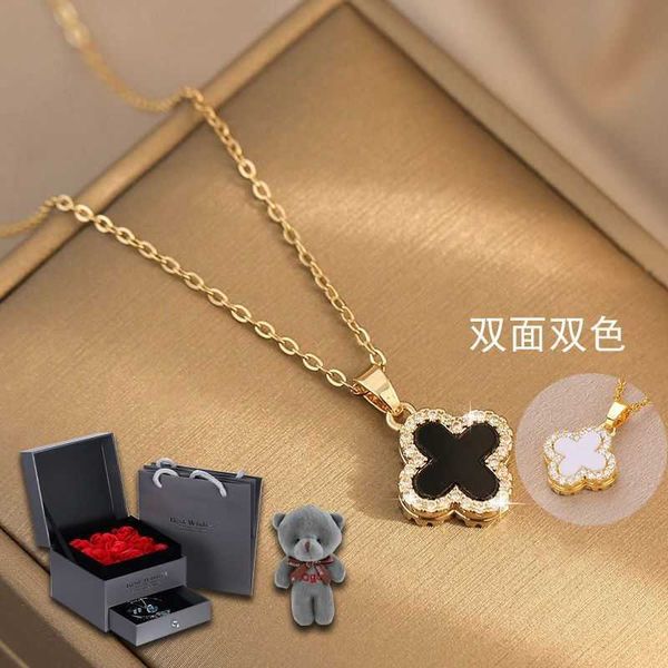 

four-leaf clover necklace luxurious little girls 2023 new high grade collar chain 520 for girlfriend on valentine's day, Silver
