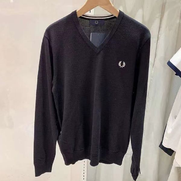 

men's sweaters autumn winter wheat embroidery vneck clothing pure cotton long sleeved casual comfortable pullover sweater 230802, White;black