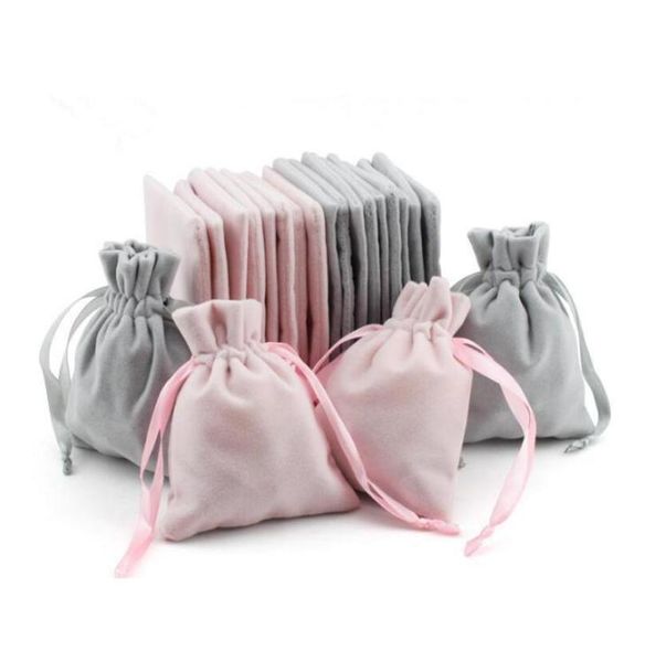 

velvet jewelry gift bags with cord drawstring dust proof jewellery cosmetic storage crafts packaging pouches for boutique retail s5027138, Pink;blue