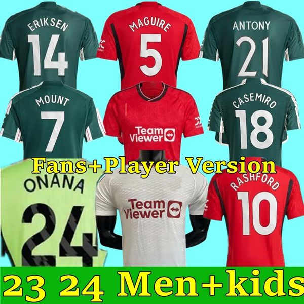 

sancho 23 24 soccer jerseys antony martinez rashford casemiro eriksen 2023 2024new football shirt fans player mans utds martial b. fernandes, Black;yellow