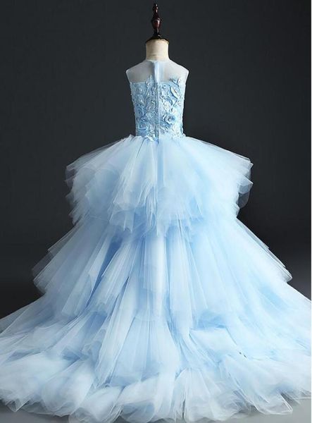 

long trailing girl039s pageant birthday party dresses beaded appliques flowers girl princess dress fluffy kids first communion 7038899, White;red