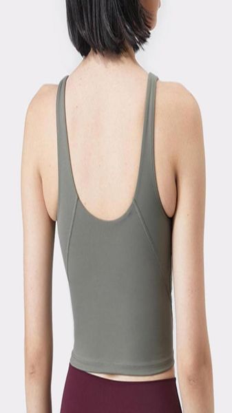 

yoga bra vneck uback solid color running fitness sports gym clothes women underwears padded cushion naked yoga vest tank to1339406, White