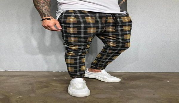 

streetwear yellow plaid pants men joggers 2020 man casual straight harem pants men korean hip hop track plus size2914539, Black