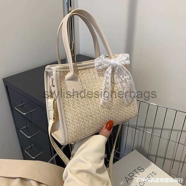 

summer grass woven for women 2023 new fashion handheld bag with advanced sense of westernization crossbody versatile small square bagstylish