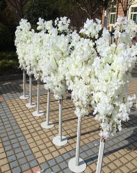 

wedding decoration 5ft tall 10 piecelot slik artificial cherry blossom tree roman column road leads for wedding party mall opened7325550