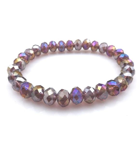 

purple ab color 8mm faceted crystal beaded bracelet for women simple style stretchy bracelets 20pcslot whole6215651, Black