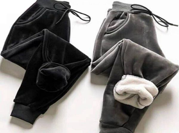 

new slim women pant winter lambskin cashmere pants warm female casual pants harem lined fleece trousers autumn sweatpants9509206, Black;white