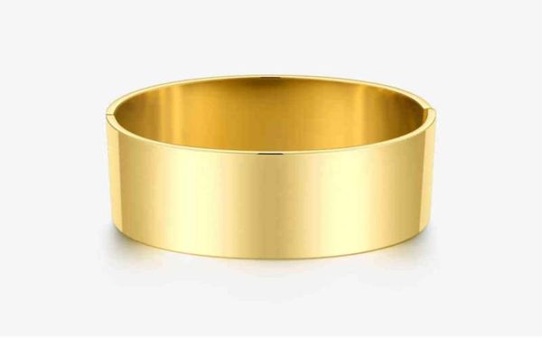 

bangle enfashion wide smooth bracelets minimalist stainless steel gold color for women accessories fashion jewelry 22032215213923413467, Black