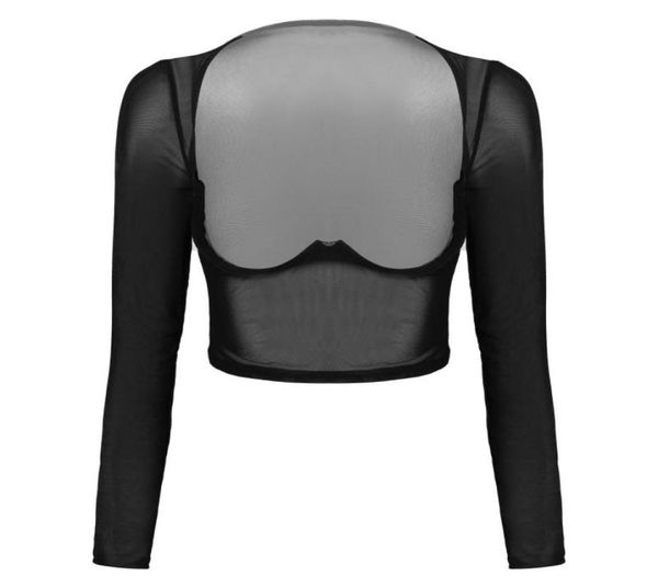 

bras sets women exotic tanks seethrough mesh underwire crop open nipples underwear nightwear long sleeve front sheer tshirt 5582075, Red;black