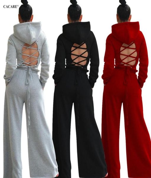 

hoodie 2 piece pants sets women autumn set women 2 piece outfits tracksuit and pants sweatsuits f0146 backless wide leg2016466, White