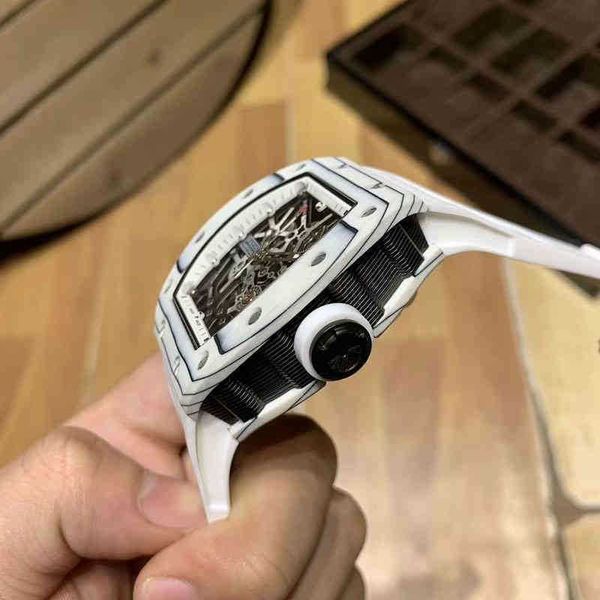 

luxury wristwatch richa milles business leisure rm035 automatic mechanical r watch white carbon fiber tape trend men watches