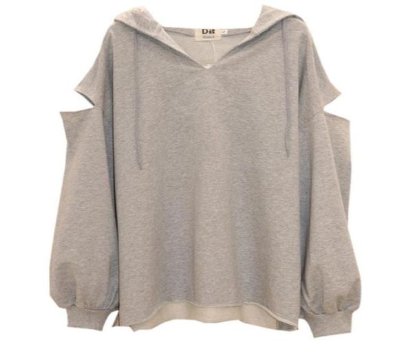 

women039s hoodies sweatshirts women autumn loose sweatshirt streetwear oversized hollow out pullover hooded female plus size 671404936807, Black