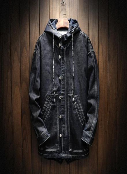 

autumn winter new men039s denim jacket and coats hooded loose casual solid color retro simple fashion streetwear outwear man2389506, Black;brown