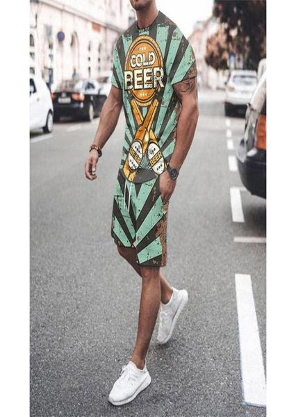 

wine bottle men s sports suit shortsleeved tshirt with shorts comfortable breathable and dry daily leisure sports3548886, Gray