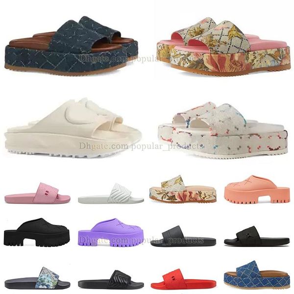 

flower g sandals womens flowers slide sandal luxury platform slides slippers non-slip thick soft bottom slipper summer famosu designer house, Black