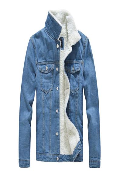 

men denim jacket with fur women autumn winter denim jacket warm upset vintage long sleeve loose jeans coat outwear 98012998, Black;brown