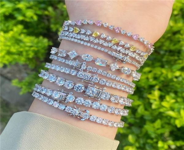 

luxury 36mm heart love tennis designer bracelet for woman 925 sterling silver hip hop jewelry white 5a cubic zirconia charm diamo4615269, Golden;silver