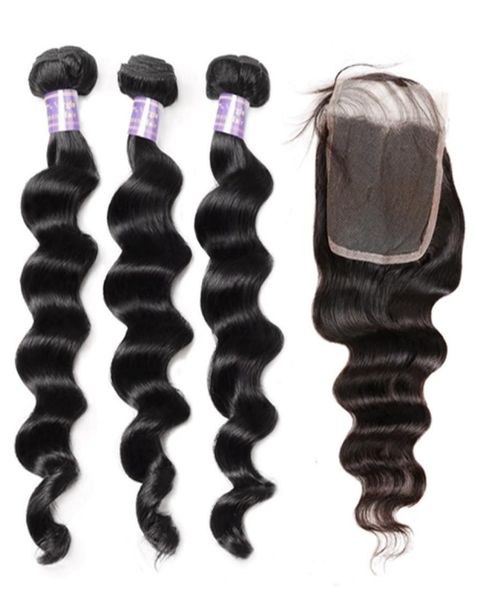 

ishow human hair bundles with closure brazilian loose deep wave bundles 3pcs whole brazilian hair weave bundles6874537, Black