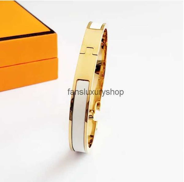 

lassicbracelet designer 8mm gold bangle luxury brand enamel bracelet for men women birthday mother' day jewelry holiday gifts, Black
