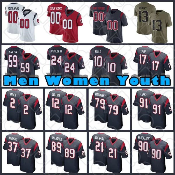 

derek stingley football kenyon green davis mills jersey houston''texans''lopez jimmy morrissey marlon mack jalen houston, Black;red
