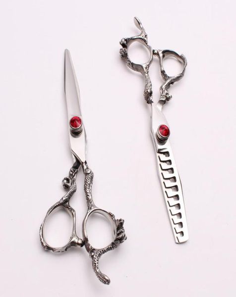 

6quot jp 440c customized logo red gem professional human hair scissors cutting or thinning shears barberquots hairdressing she48085012724