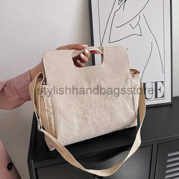 

shoulder corduroy large capacity fashionable printing handbag 2023 spring summer new ocean style single shoulder messenger tote bagstylishha