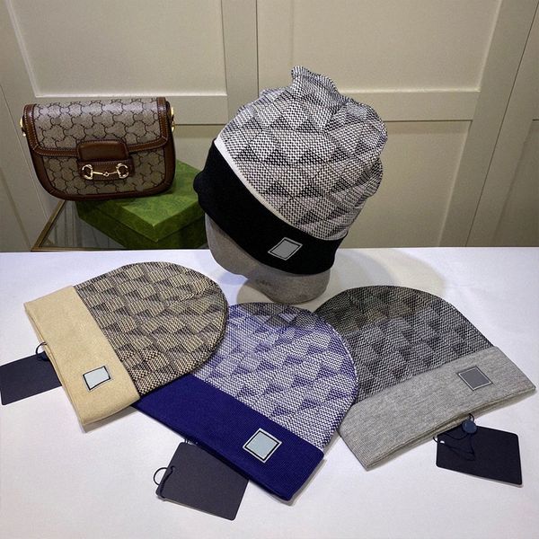 

beanies hat womens knitted designer bonnet autumn winter cashmere mens skull cap letter luxury jacquard l1vk#, Blue;gray