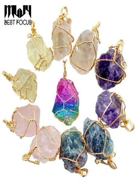 

fashion natural stone pendant necklace crystal necklace pendant 6 colors quartz sweater chain necklace jewelry for women christm5694384, Silver