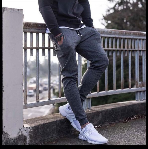 

sweatpants men pants autumn winter man fitness bodybuilding joggers workout trousers male casual cotton pencil pants2642953, Black