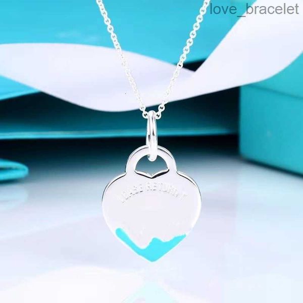

luxury heart necklace designer jewelry fashion jewellery gold necklaces for women trendy blue red pink pendant wedding gift, Silver