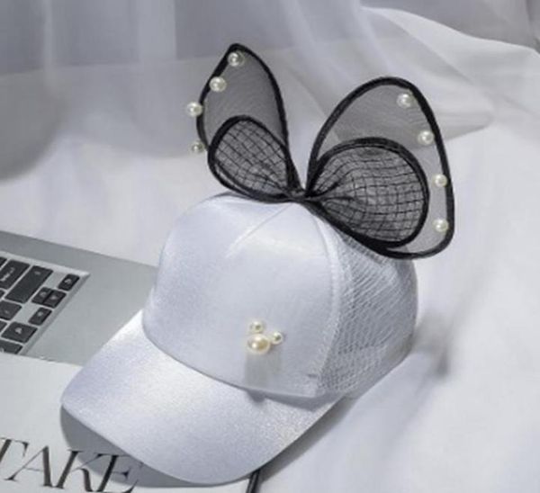 

caps hats spring summer children baseball cap girls snapback hip hop ear pearl big bow kids sun hat boys8906229, Yellow