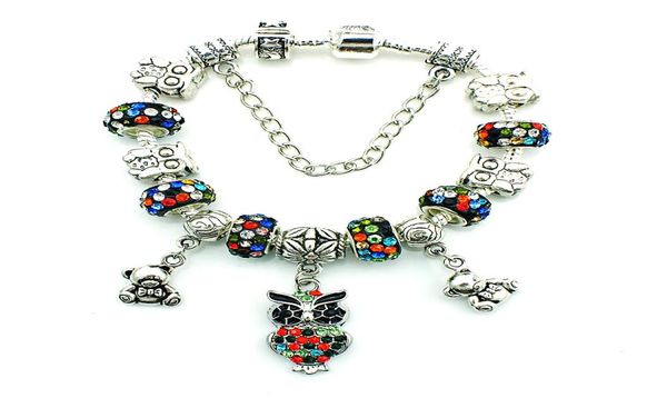 

beads owl charm bracelets fashion 5 colors european brand infinity diy bracelets for women jewelry4170751, Black