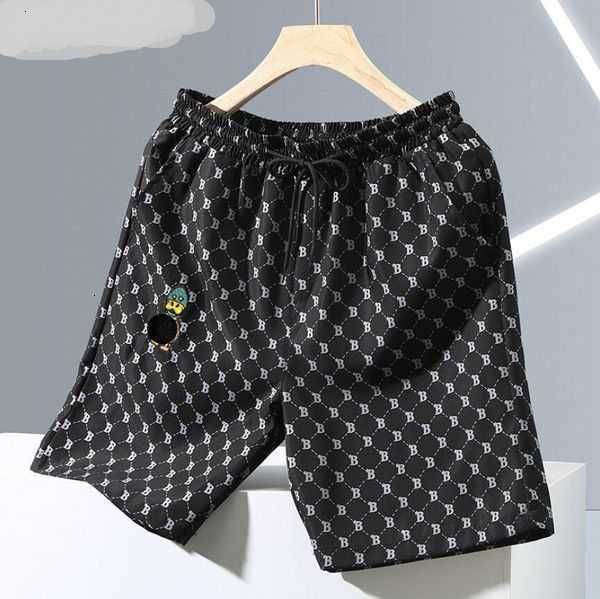 

men's shorts 2023 summer thin outerwear athletic casual beach pants capris quick dried ice silk printed plaid -666, White;black