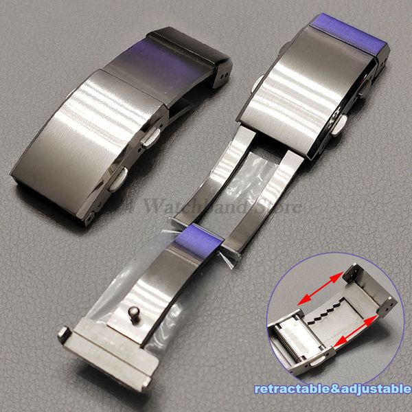 

watch bands luxury metal buckle watchband clasp polished brushed button 316l stainless steel adjustable clasps 230803, Black;brown