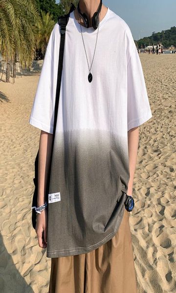 

privathinker men summmer t shirts hip hop gradient man baggy t-shirt korean streetwear male tees harajuku mens clothing 210065193404, White;black