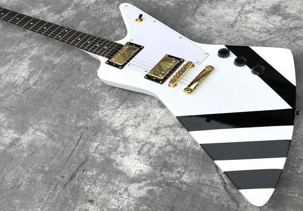 

custom shop custom electric guitar in white and black stripes logo color shape can be customized4262304