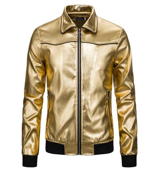 

men039s gold metallic nightclub jacket slim fit zip up varsity baseball bomber jacket men shiny party dance disco jackets coats4051193, Black;brown